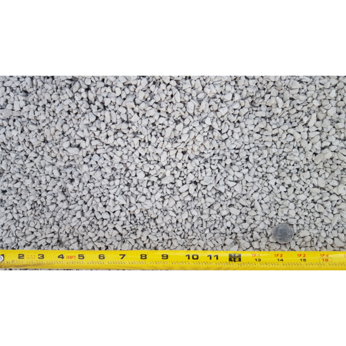 Close up of 1/4 inch buckshot limestone gravel used for walkways and drainage, located in Kansas City, KS.