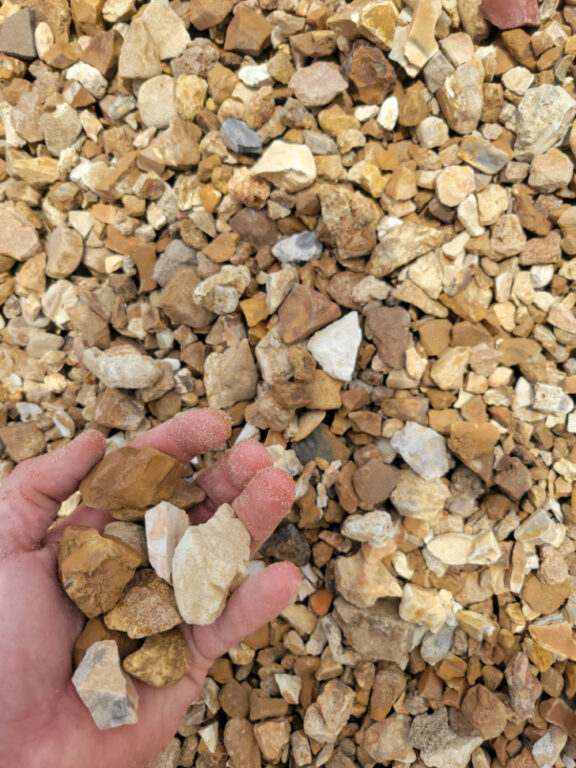 close up of a 1 inch tan river rock located in Kansas City
