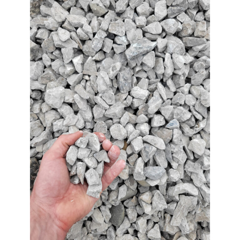 Close up of 3/4 inch crushed limestone gravel used for driveways, walkways and drainage, located in Kansas City. Delivery available.
