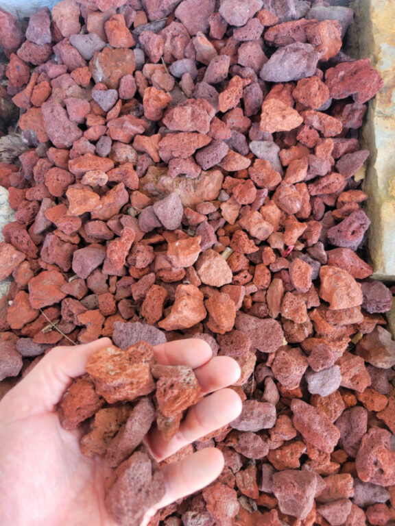 Close up photo of Red Lava Rock