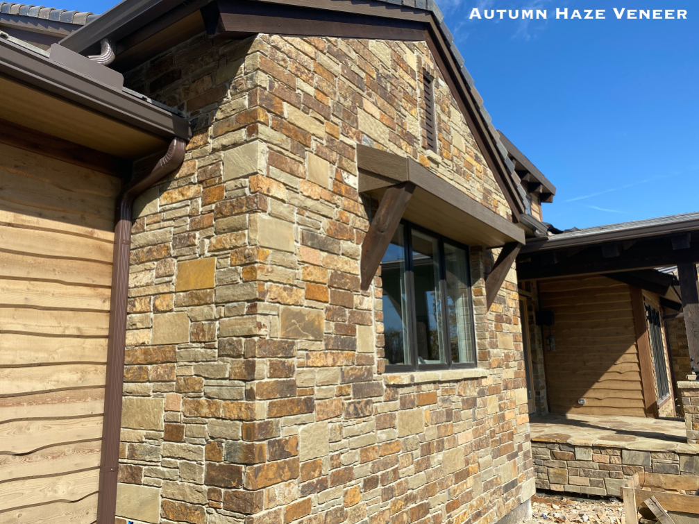 Autumn Haze exterior home veneer with wood accents