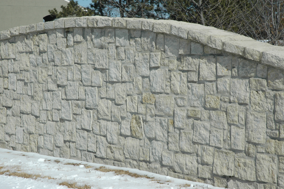Dove Gray Random Ashlar Bridge Wall